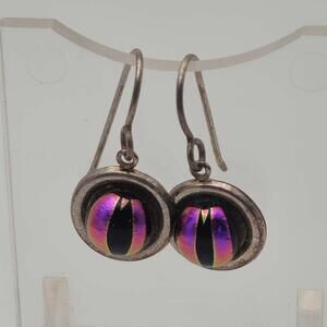 Handmade Dichroic Fused Glass Drop Earrings